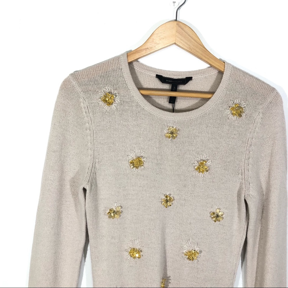 BCBGMaxAzria Loretta beige Sweater with beaded accents - Picture 8 of 13